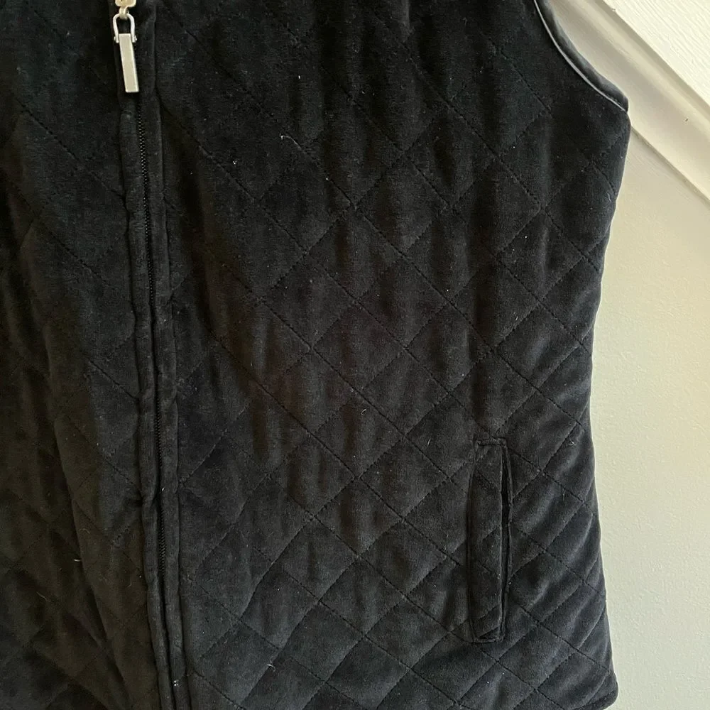 Reversible Black Velvet Quilted or Satin Vest sz M